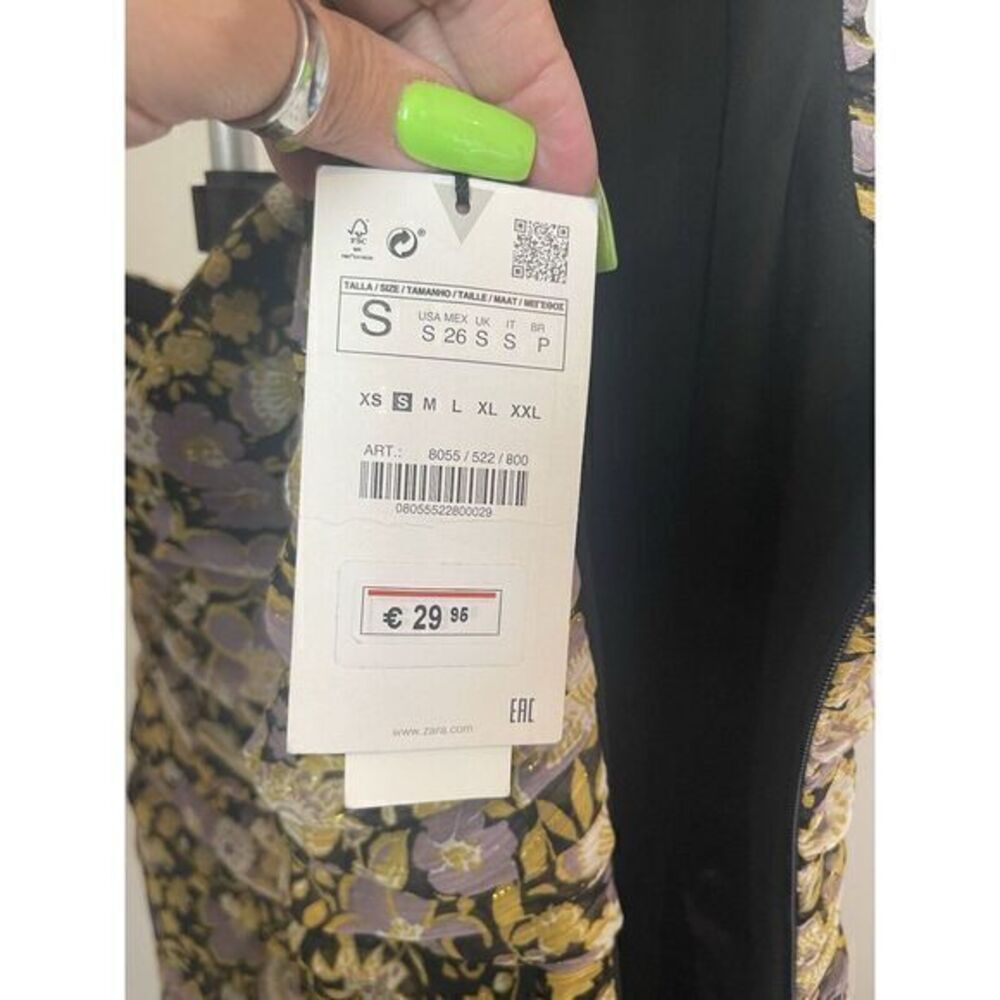 Zara One‎ Shoulder Strap Floral Purple Multi  Mini Dress Size Small NWT - Picture 6 of 16
